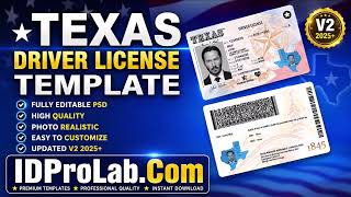 Weather Premium Texas Driving License Photoshop Template ⭐️  Full Edit Tutorial Station Image