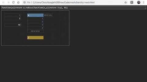 Mesh Spreadsheet - alpha demo 2019-10-11 (part 1: basics, tables, functions, naming cells)