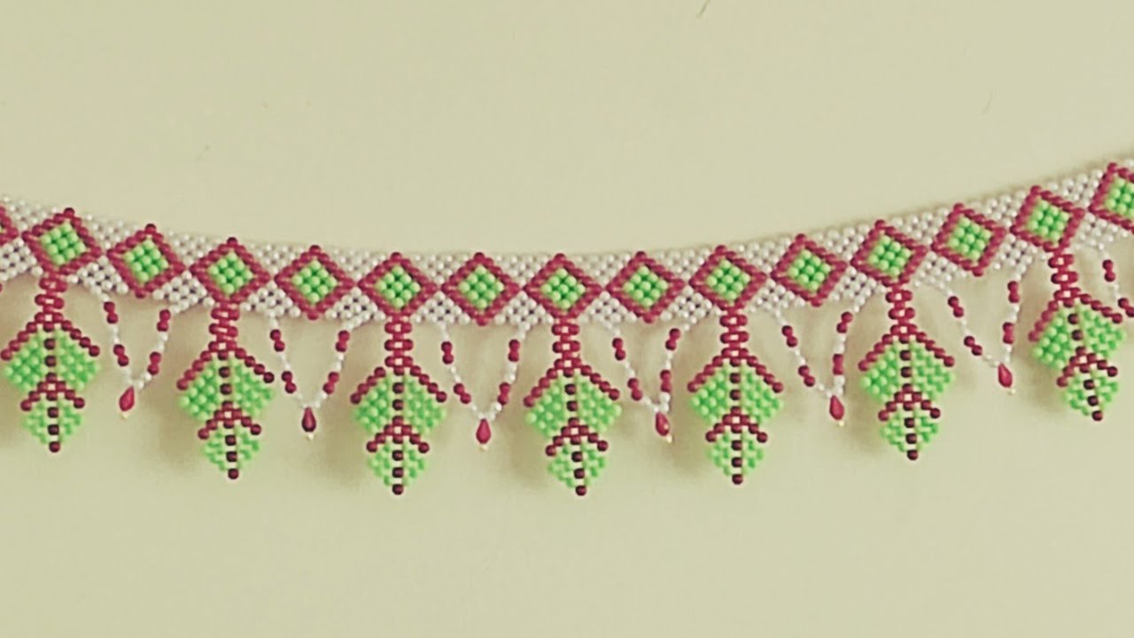 How to make beautiful beaded bandhanwar with leaves #toran #diy #bandarwal #nehabeadsart