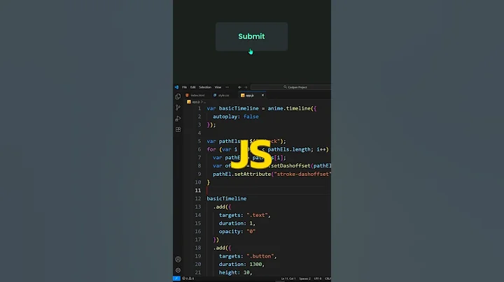 Animated Submit Button | HTML CSS & JS | #shorts #button