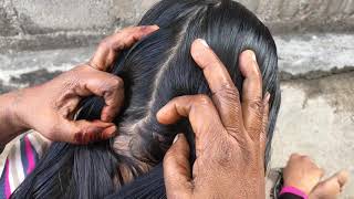 Routine Lightly Oiling for My Long Hair Care Nitpicking / LicePicking / Simple Hairstyle By Mother