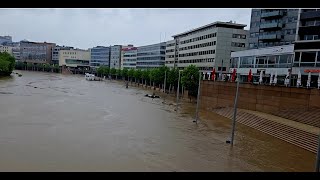 schwere Überflutungen in Saarland, Saarbrücken, 17.05.2024 هطول امطار غزيرة في زاربروكن