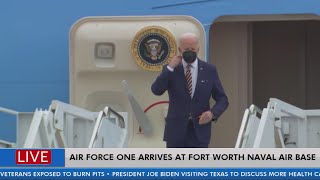 Air Force One arrives in Fort Worth for President Biden's visit