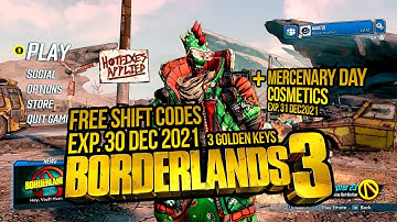 Borderlands 3, FREE SHiFT Codes - 3 Golden Keys - Exp. 30 Dec 2021 + Mercenary Day Cosmetics