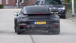Porsche 992 Turbo S with Akrapovic Exhaust - Start, Fast Accelerations & Sounds!