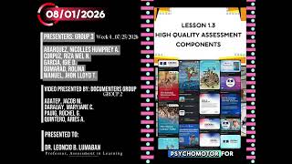 Documentation Video – Group 3 Presentation High-Quality Assessment Components