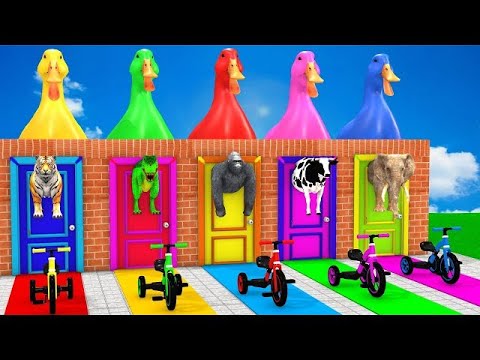 ANIMAIS COLORIDOS #1 - Jogo Divertido com Animais 3D: Vaca, Elefante, Gorila, Hipopótamo e Tigre