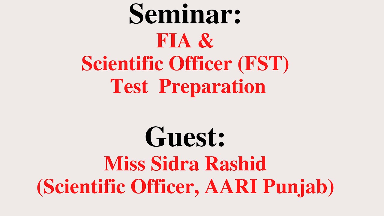 Seminar: Scientific Officer Test Preparation | Food Science and ...