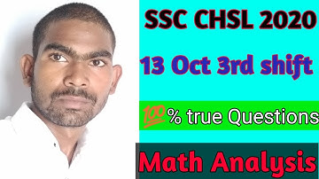 SSC CHSL EXAM ANALYSIS 2020 | 13 October 3rd Shift | CHSL Tier-1 Math All 25 Questions by freestudy