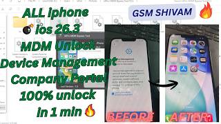 How to Unlock Remote Device Management on All iPhone iOS 12–26.3 | 2026 New MDM Bypass Method 1 Min