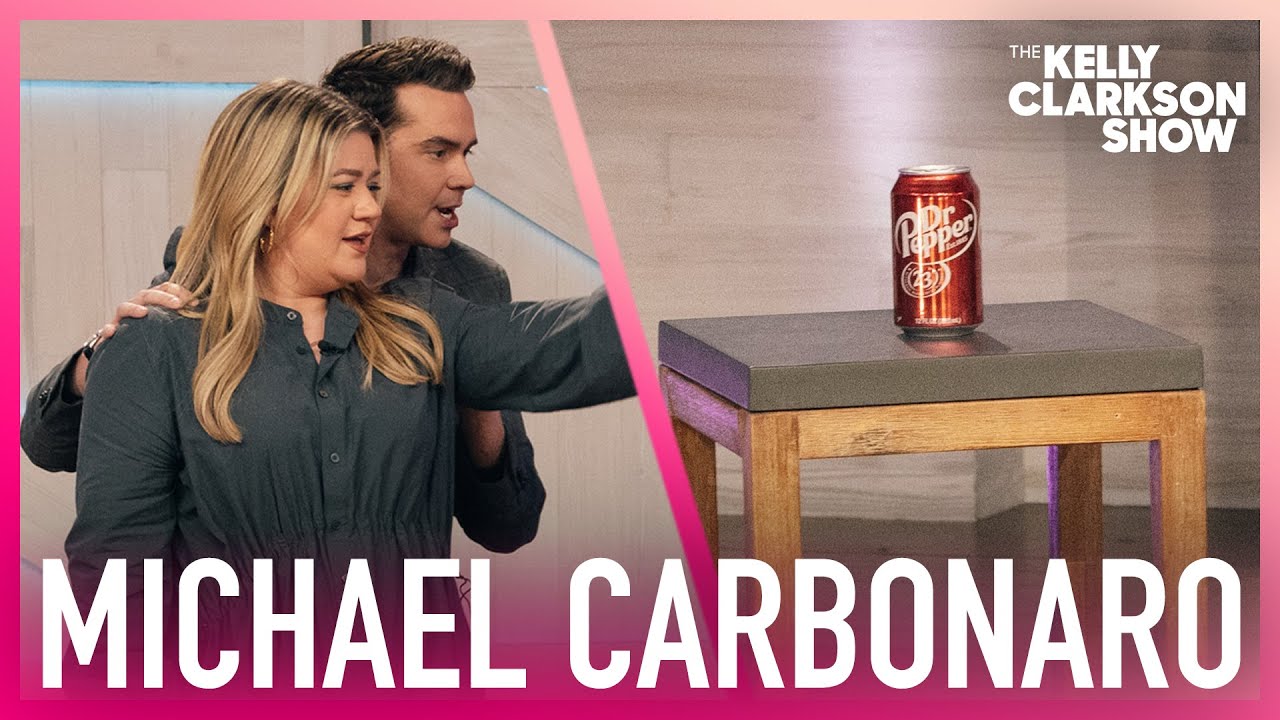Michael Carbonaro Almost Ruins Kelly Clarkson's Makeup With Soda Carbonation Trick