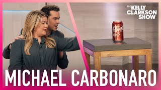 Michael Carbonaro Almost Ruins Kelly Clarkson's Makeup With Soda Carbonation Trick