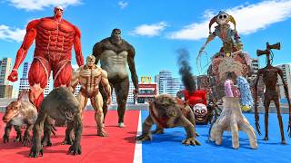 The Prototype & Creepy Monsters vs Attack on Titan Team - Animal Revolt Battle Simulator screenshot 1
