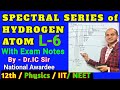 SPECTRAL LINES of HYDROGEN ATOM || SPECTRAL SERIES of HYDROGEN ATOM for 12th CLASS || L-6