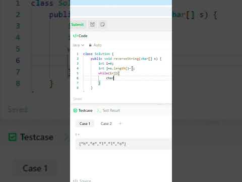 LeetCode 344 | Reverse String #100daysofcode #leetcodechallenge #javaprogramming #coderslife