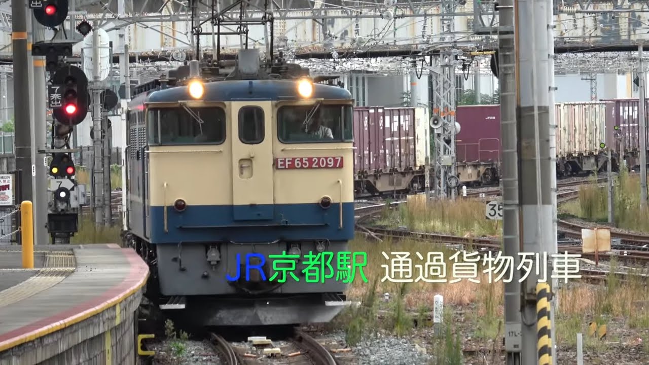 【4K】JR京都駅 通過貨物列車 2024.10.16