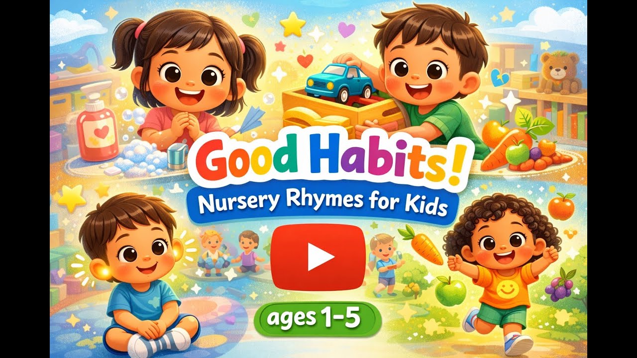 Good Habits for Kids 🌟 | Clean Hands, Kind Words & Healthy Food | Nursery Rhymes (1–5 Years)