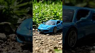 Red and blue ferrari toy on garden asmr sound,,