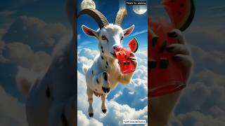 Goat Drinks Watermelon Juice And Gets A Huge Belly