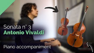 VIVALDI ▶️ Cello Sonata 3 in A minor  - piano accompaniment for Cello/Double bass/viola