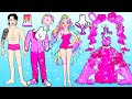 [🐾paper Diy🐾] Rich Vs Broke Family Wedding Pink Bunny Dress Up Contest | Rapunzel Compilation 놀이 종이