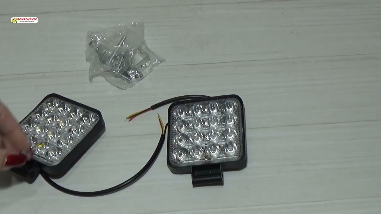 Фара диодная BLASKAR 16 LED mini 48W 3030 квадрат  2шт страбоскоп