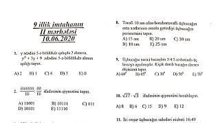 9 Cu Sinif Buraxılış Suallari Riyaziyyat 10062020