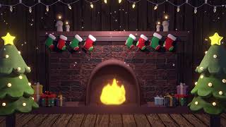 Christmas Fireplace - Free Cartoon Background Loop