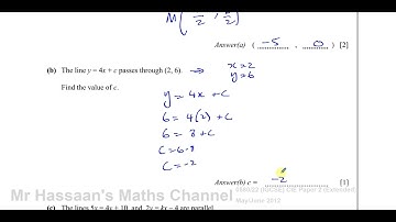 0580/22/M/J/12 (IGCSE) May/June 2012 Paper 22 Q17 Straight Line Graphs, Midpoints, Gradients