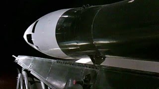 Honest John battlefield nuclear rocket on towed launcher rail