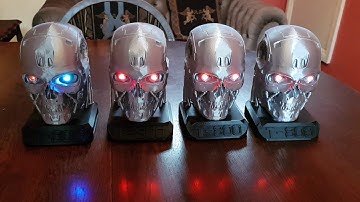 3D Printed Terminator T-800 Heads with Red LED Eyes