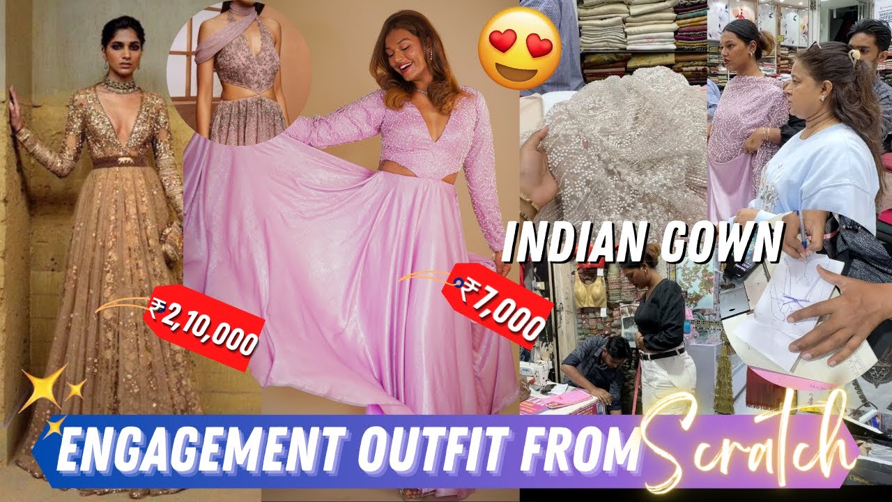 Indian Engagement Outfit from Scratch! Indian Edgy Gown *Rs.7000* Sarah  Sarosh - YouTube