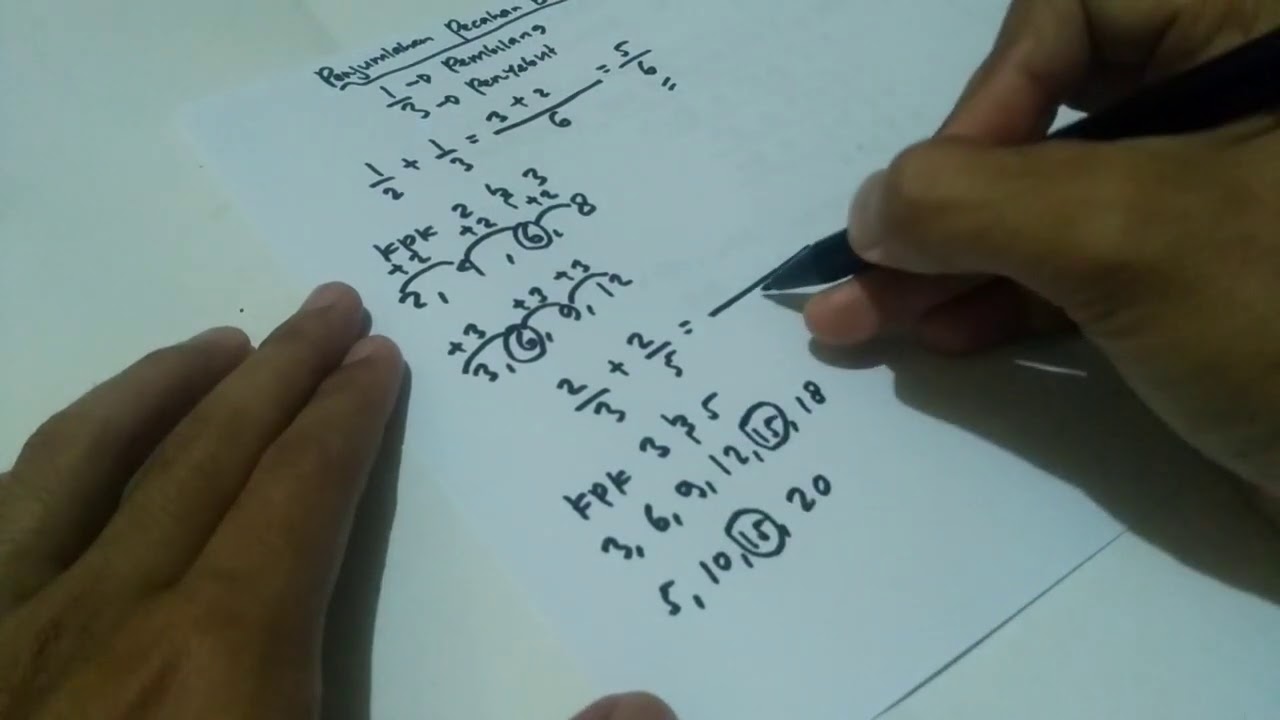 Matematika - Pecahan - cara mengerjakan penjumlahan pecahan biasa