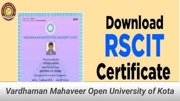 HOW TO DOWNLOAD RS-CIT CERTIFICATE FROM EMITRA PORTAL!! VMOU KOTA