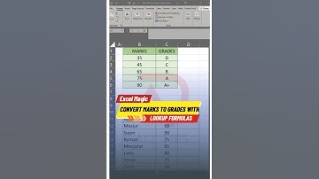Excel Magic: Convert Marks to Grades with Lookup Formulas #reel #exceltips #excel #exceltipsandtric