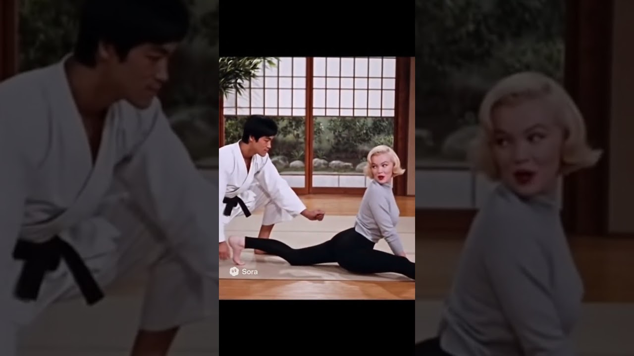 Брюс Ли обучает Мэрилин Монро гибкости