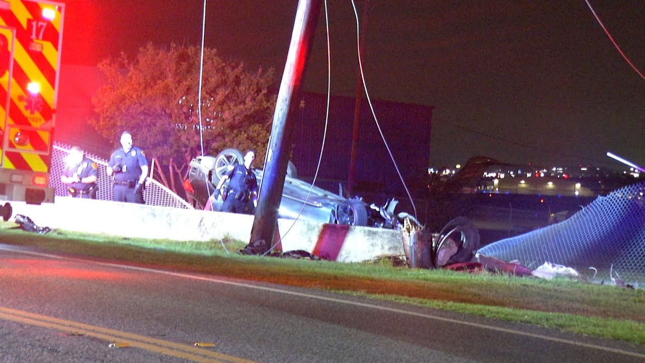 Rollover crash knocks down power lines, destroys utility pole near ...