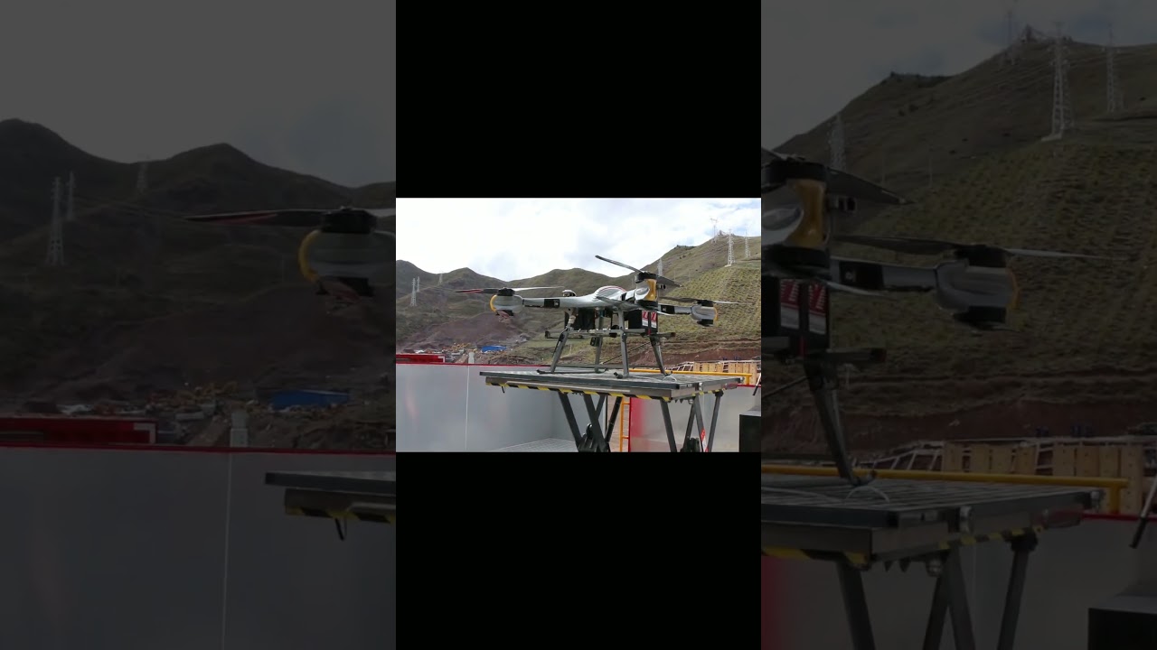 Firefighting Drone takeoff from firefighting truck