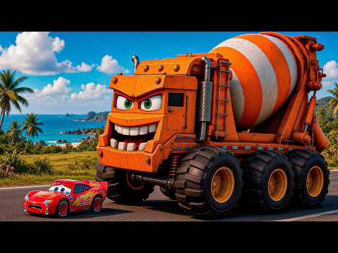 Epic Escape Lightning McQueen from CONSTRUCTION CONCRETE MIXER MONSTER TRUCK in BeamNG.drive