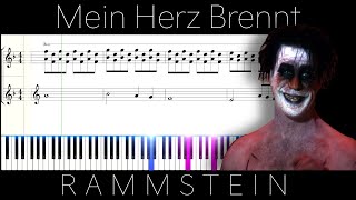 Mein Herz Brennt - Rammstein: Piano Tutorial With Scrolling Sheet Resimi