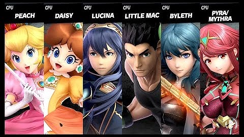 Peach VS Daisy VS Lucina VS Little Mac VS Byleth VS Pyra / Mythra LV 9 CPU Super Smash Bros Ultimate