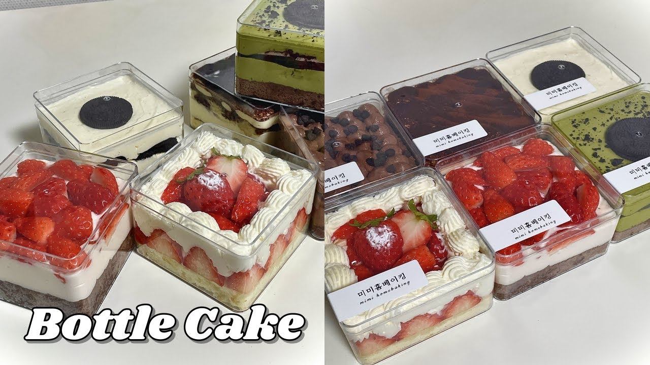 🎁선물하기 좋은 6가지 맛 보틀 케이크 만들기🍰(딸기 생크림, 초코 딸기, 티라미수, 초코, 말차오레오, 오레오 아이스박스) 떠먹는 케이크 ㅣbottle cake 떠먹케