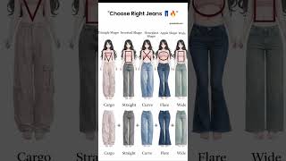 Choose the Right Jeans for Your Body Type 👖🔥 | Perfect Fit Guide#shorts #fashiontips #jeansstyle