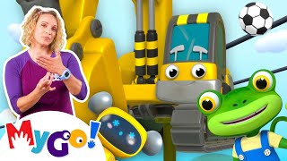 Eric the Excavator's Service | MyGo! Sign Language For Kids | Gecko's Garage | ASL