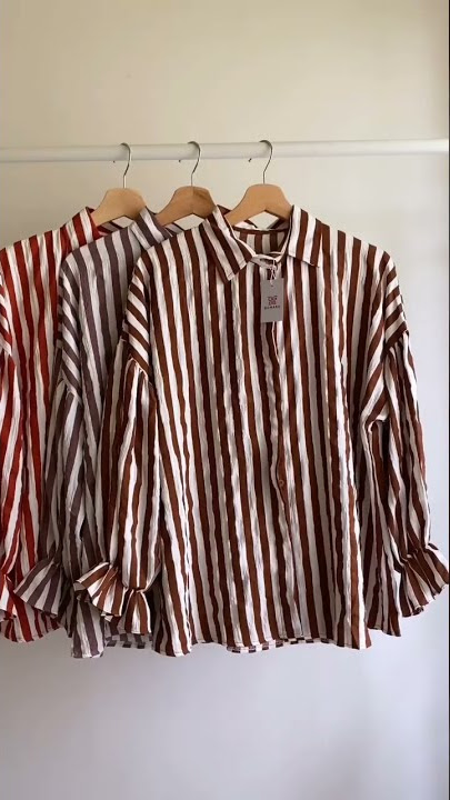 Viola Strip Shirt | Kemeja Wanita Motif Garis | Racun Shopee Outfit Kuliah Kerja Ootd Hijab #ytshort