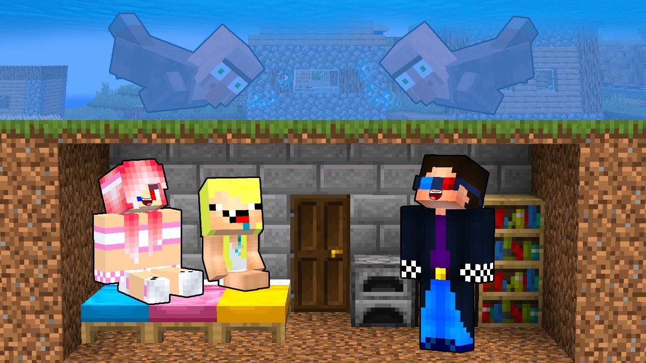 🌊ПОСТРОИЛИ БУНКЕР И ПЕРЕЖИЛИ ЦУНАМИ В МАЙНКРАФТ! ШЕДИ ЛЕСКА И НУБИК MINECRAFT