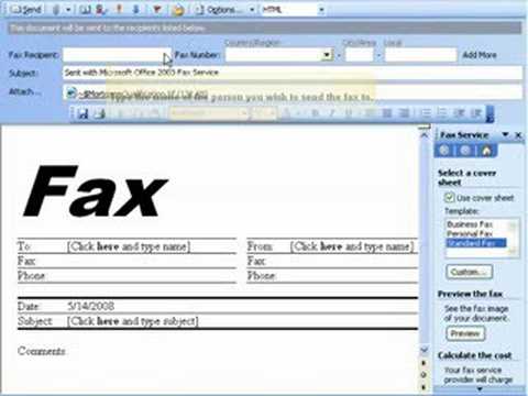myfax send a fax using microsoft office youtube microsoft office fax