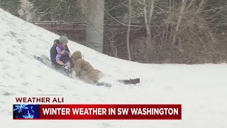 Sledding time in the snow for families in Clark County