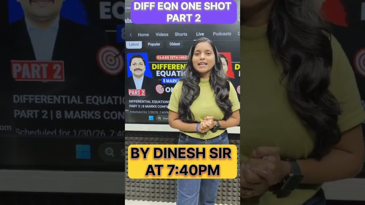 LIVE Today 7:40 PM 🔥 Differential Equations One Shot Part-2 | 8 Marks Confirm | Class 12| Dinesh Sir