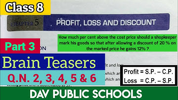 DAV class 8 maths chapter 5 Brain Teasers Q.N. 2, 3, 4, 5 & 6 - all solved